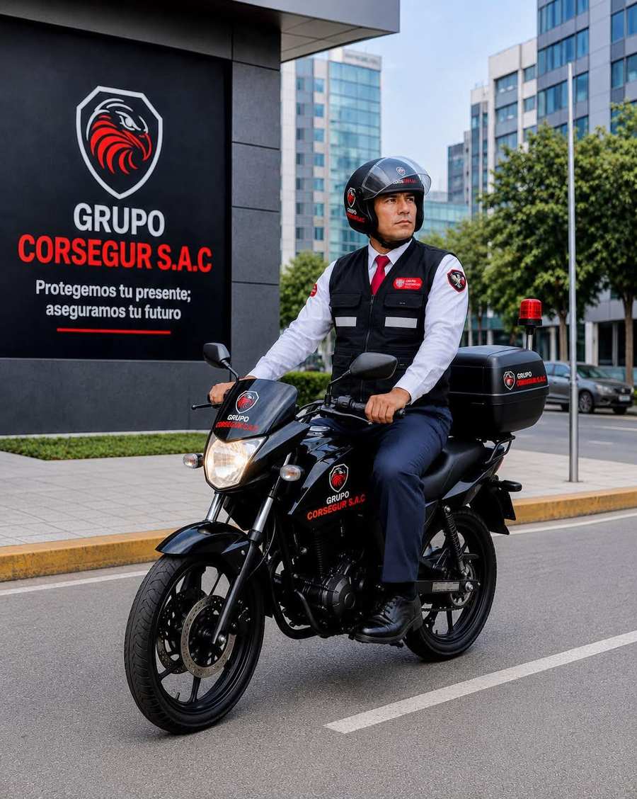Agente motorizado de Grupo Corsegur patrullando