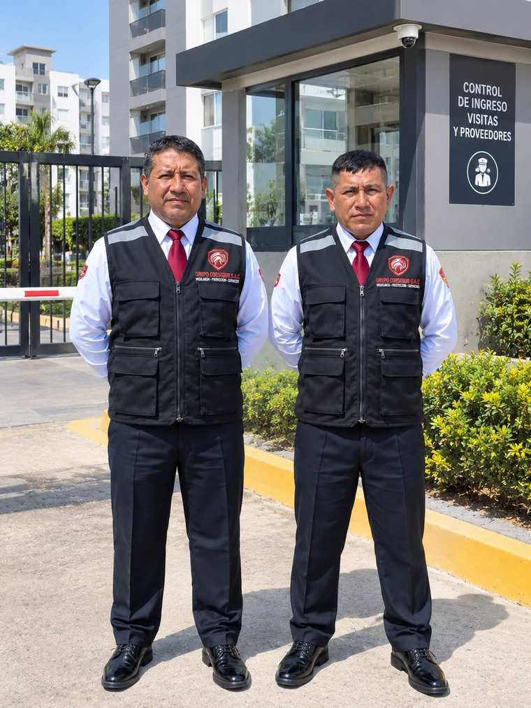 Agentes de vigilancia de Grupo Corsegur en una garita de control